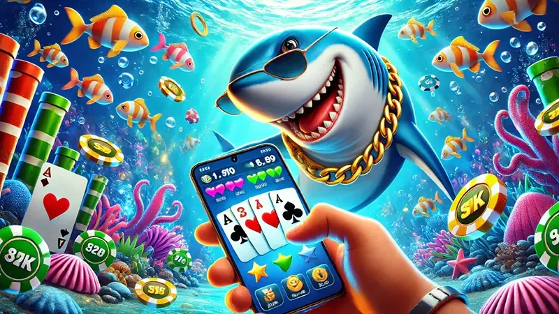 Visual permainan arcade tembak ikan untuk perangkat mobile
